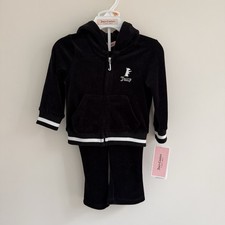 Juicy Couture Toddler Baby Girl's Hoodie Sweatpants Black Velour Set 12M NWT