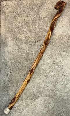 VINTAGE HAND CARVED DIAMOND WILLOW WIZARD STAFF WALKING STICK CANE KNOTTED ROOT