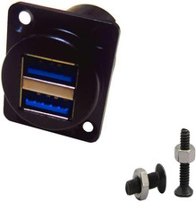 USB 3.0 D Panel Mount Socket Dual 2X USB Port Solderless Series D-Type Connector