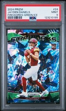 2024 PANINI PRIZM FIREWORKS GREEN ICE #24 JAYDEN DANIELS PSA 9