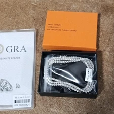 3mm-24in VVS MOISSANITE Tennis Chain Necklace-925 Sterling Silver-Men Women-Used