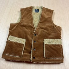 Vintage 60s 70s Cooper Western Vest Sherpa Lined Shearling Medium brushed cotton
