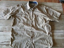 Carhartt Beige USA Made Button Down Short Sleeve Canvas Work Shirt Men 2XL