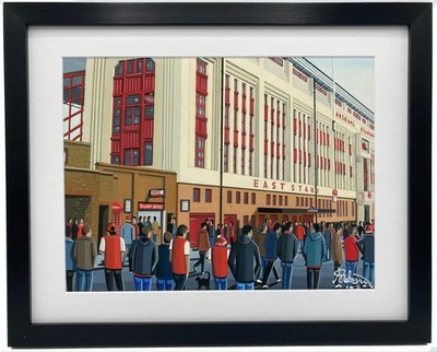 Arsenal. Retro hochwertiger gerahmter Kunstdruck Fußballverein FC Stadion. 2 Größen