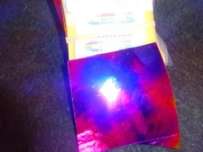 Dichroic Glass:CBS 96 COE Grn/Mag/Blu Aurora Borealis on Thin Flat Black - 3"Sq