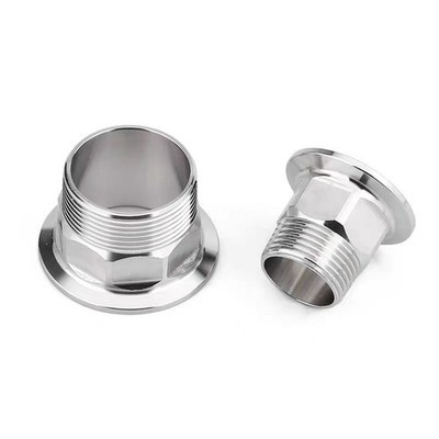 304 sanitary grade tee clamp connector to hexagonal external thread adapter