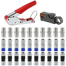 Coax Cable Crimper Coaxial Compression Tool Kit Wire Stripper with F RG6 RG59 Co