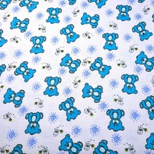 Blue Teddy Bear Baby Bird Star Cotton Flannel...