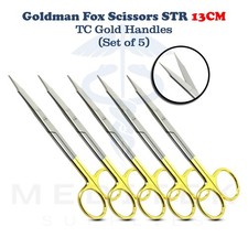 5 Pieces Surgical Goldman Fox Scissors Straight TC 13cm Dental Shears Veterinary