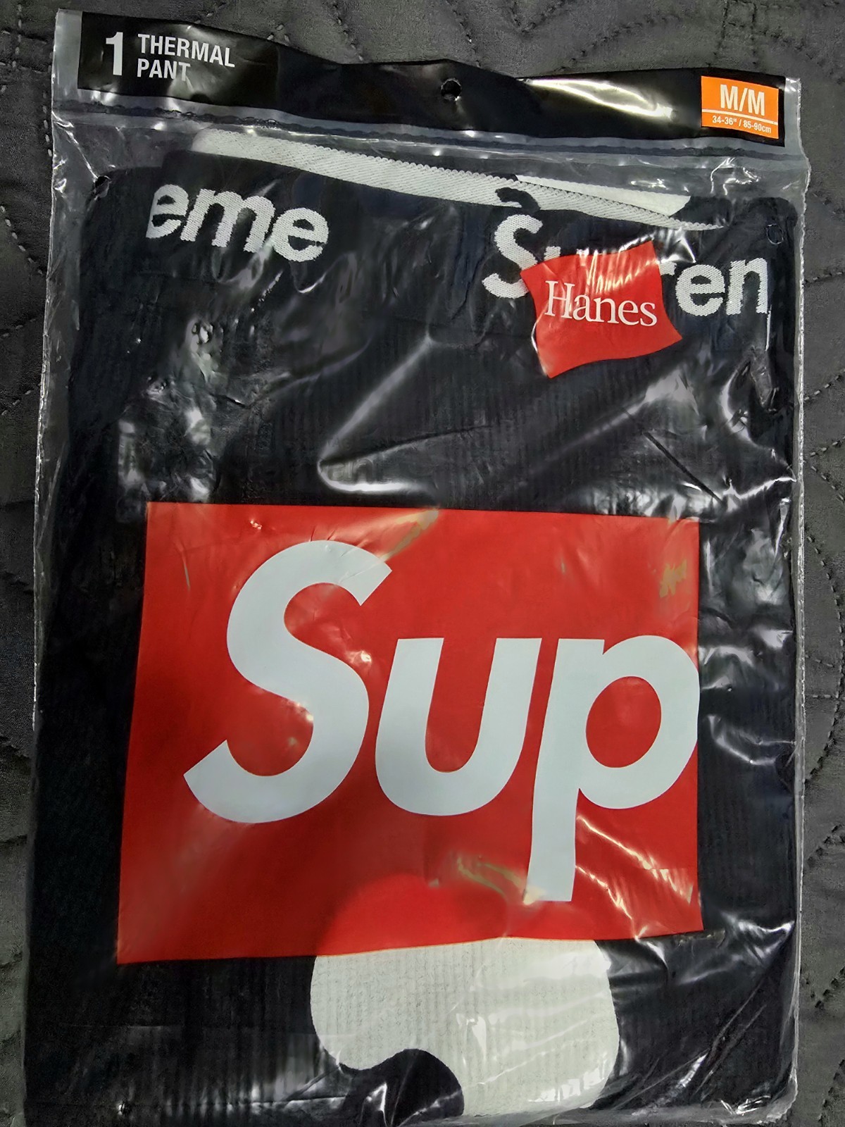 Hanes Supreme Bones Thermal Pant Black M Organic Cotton Recycled Polyester