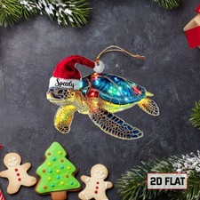 Turtle Christmas Ornament Personalized Turtle Gift Sea Decor Holiday Turtle Gift