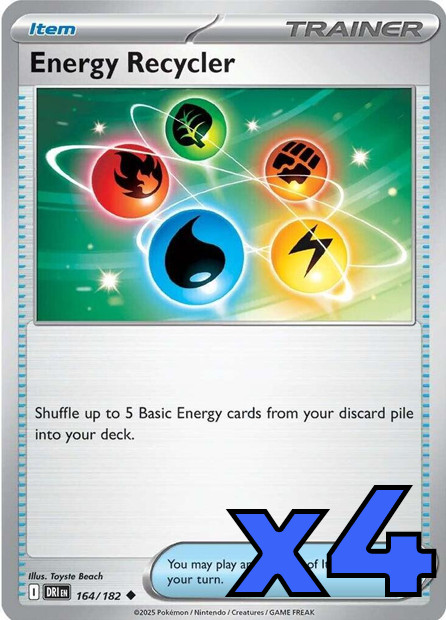 4x Energy Recycler 164/182 Sv10: Destined Rivals PLAYSET x4 - Pokemon TCG - NM