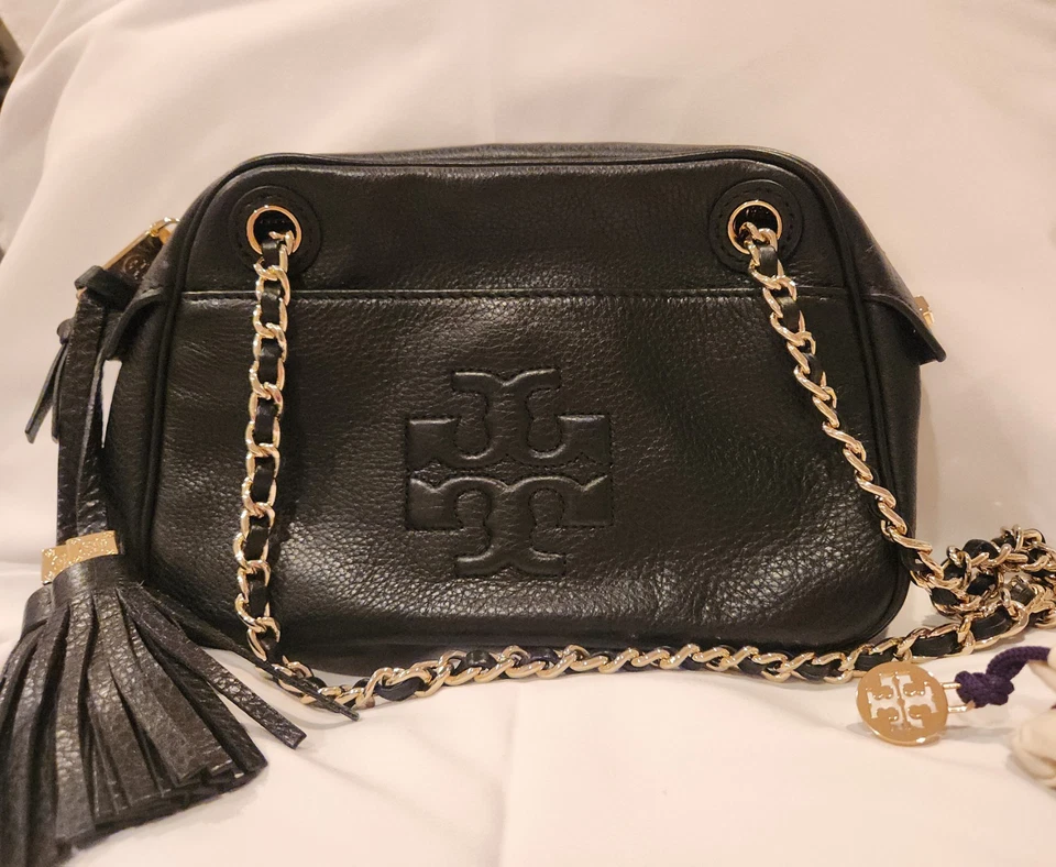 Tory Burch Thea Crossbody Bag Black - TORY BURCH Soft Leather Bag - Image 3 of 4