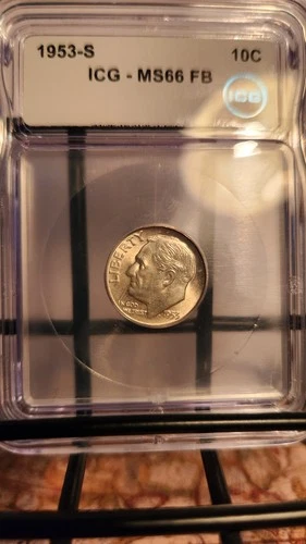 1953-S Roosevelt Silver Dime ICG MS66 FB Full Bands