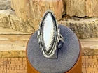 Vintage Navajo Sterling Silver Large Mother of Pearl Ring Sz 6.5--2916.25