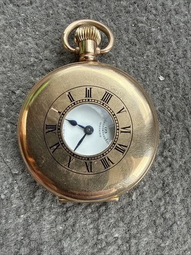 Antique Zenith Gold Plated HALF HUNTER POCKET WATCH