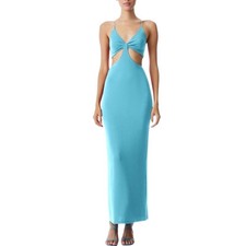ALICE + OLIVIA - NWT Havana Aqua Blue Stretch Jersey Cut-Out Maxi Sz 6