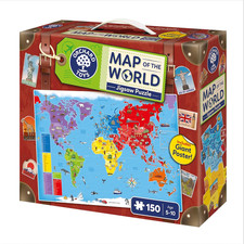 Map of the World Jigsaw Puzzle, Educational 150-Piece Jigsaw of Countries and Co