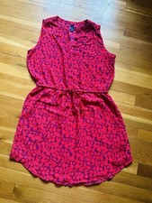 GAP Pink Floral Dress Womens L Sleeveless Cinch Waist Lined Pockets