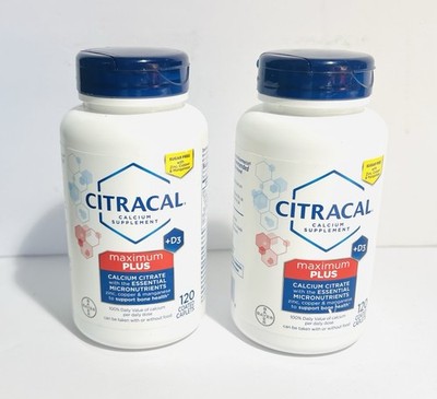 Lot Of 2 Citracal Maximum Plus + D3 Calcium Citrate 120 Caplets Each Exp 01/27