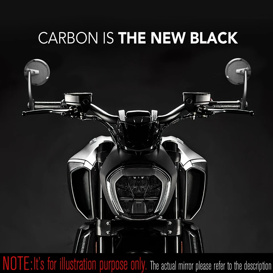 Espejos retrovisores redondos de fibra de carbono real para Moto Guzzi roscados OEM bar Foto 4 de 4