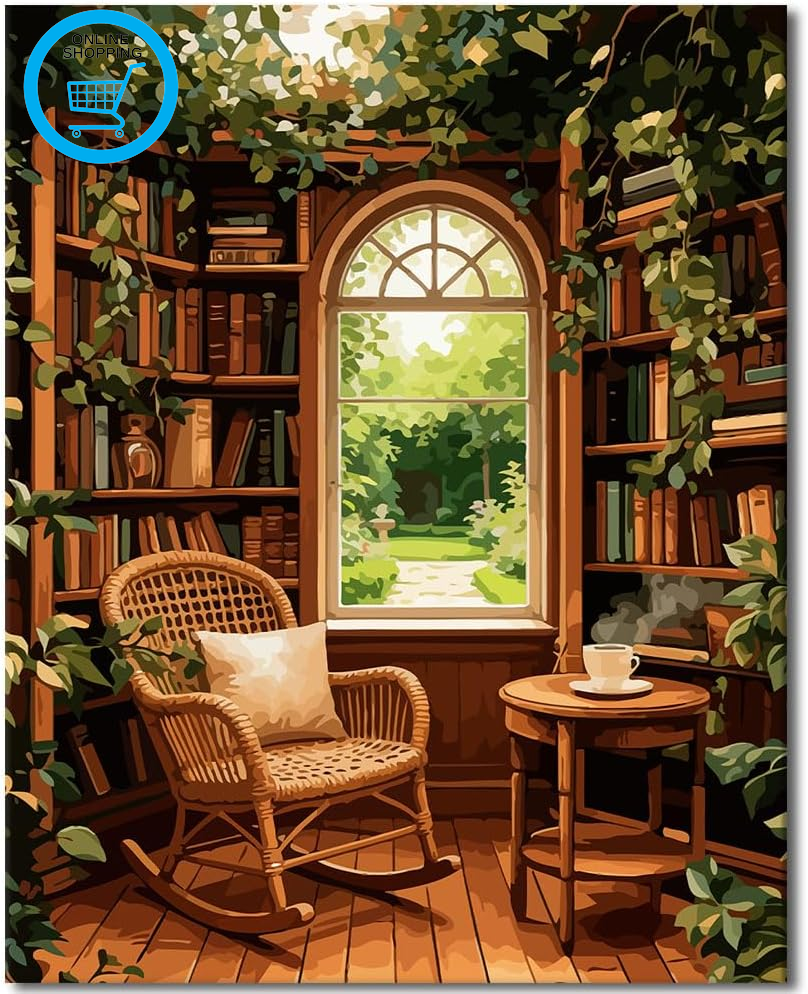 Paint by Numbers Kit for Adults, Paint by Number for Adults Beginner - Library &