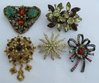 Vintage Costume Jewelry Brooch LOT 5pc Florenza Brooch