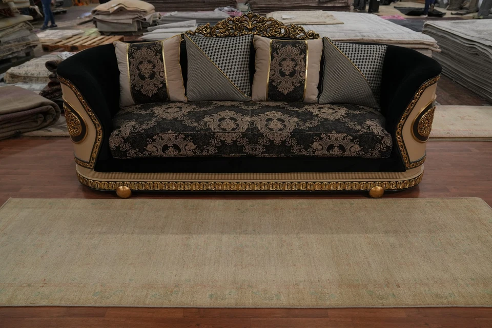 Transitional Muted Beige Wool Runner Rug 3x10 Ft Oriental Floral Carpet - Image 3 of 4