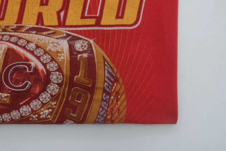 NFL KANSAS CITY CHIEFS FÚTBOL AMERICANO Y2K CAMPEONES MUNDIALES SUPER BOWL ANILLO CAMISETA TALLA XL Foto 4 de 4