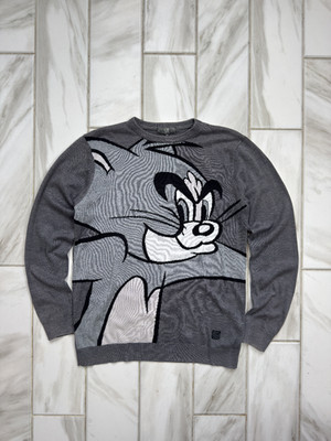 Ice Iceberg Tom And Jerry Dark Grey Cotton Knit Sweater Men's Size XXL Crewneck