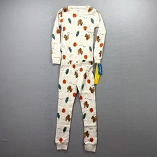 Carters 2 Piece Pajama Set Toddler Kids 6/6A Cream Thanksgiving Fall Pattern PJs