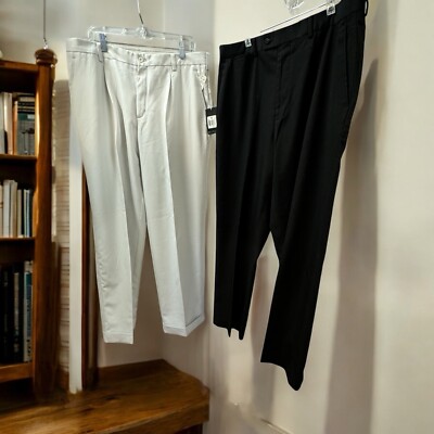 Louis Raphael/NikeGolf, Men,2 Dress Pants $28Each,Sz36,Beige,Black,Zip,Presses.!