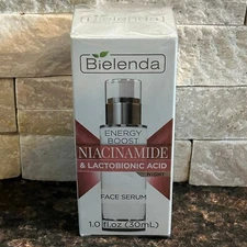 Bielenda Niacinamide Face Serum Energy Boost Lactobionic Acid Night 1 fl oz NEW