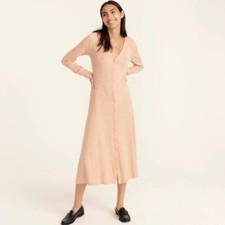 NEW J. Crew Women's Ribbed Button-Front Knit Midi Dress in Luxury Camel BA960
