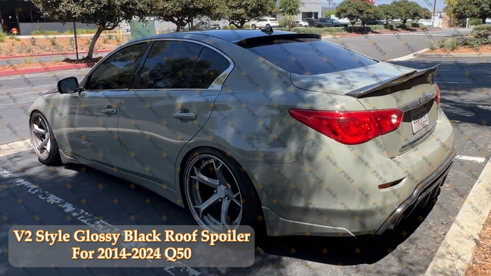 FOR 14-24 INFINITI Q50 JDM V2 STYLE PAINTED GLOSS BLACK REAR WINDOW ...