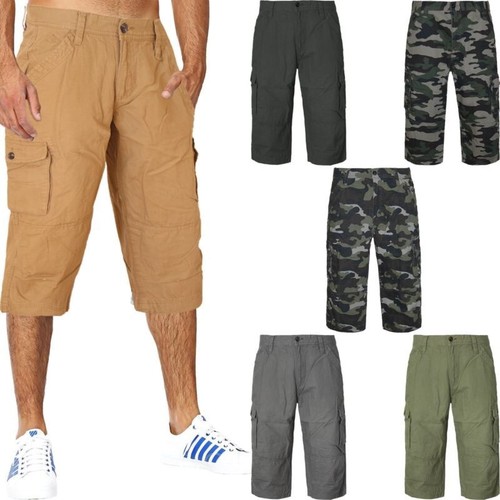 Men's GAP Plain Shorts Cargo Combat Casual Summer Cotton Pockets 3/4 Pants 598 - Picture 1 of 44