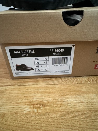 Supreme x Dr Martens 1461 3-Eye Shoe Size - Black - UK 10 US 11 EU 45 - Picture 6 of 6