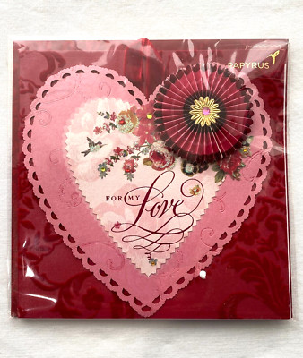 Papyrus Valentines Day Greeting Card Red with Pink Heart Love Sweetheart V1