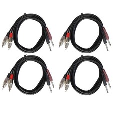 4-Pack 6ft 6.3mm Mono Guitar Cable to 3.5mm 2 RCA Auxiliary Stereo  Audio Cables
