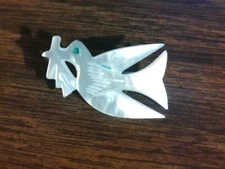 Vintage Hand Carved Bethlehem Mother of Pearl Dove Bird Pin 