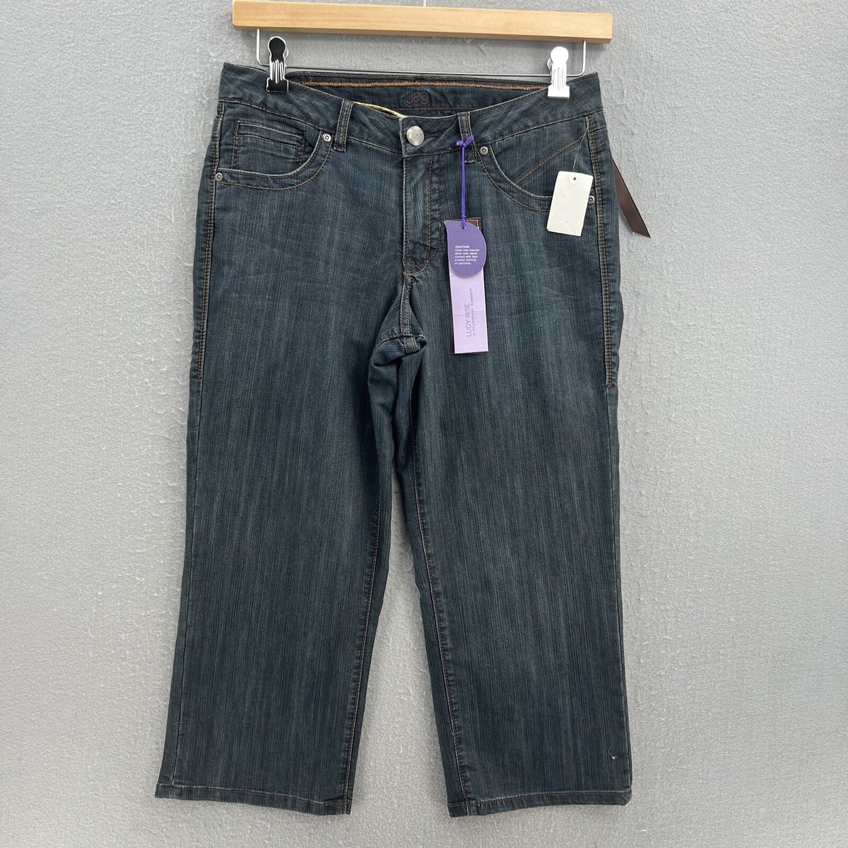 Jag Jeans Womens 12 Blue Lucy Rise Mid Rise Crop Straight Leg Dark Stretch