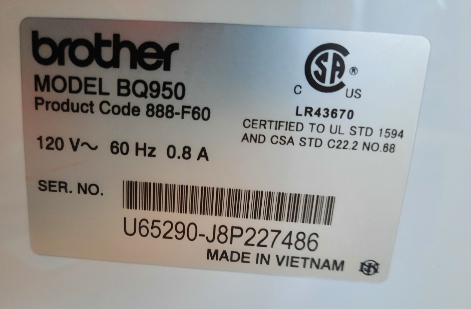 Brother Sewing and Quilting Machine BQ950 Innovis Gently Used Recently