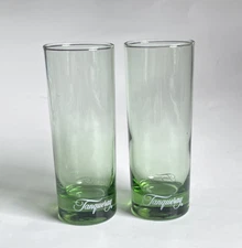 Vintage Green Tom Collins Tanqueray Highball Gin Drink Tumblers Set of 2