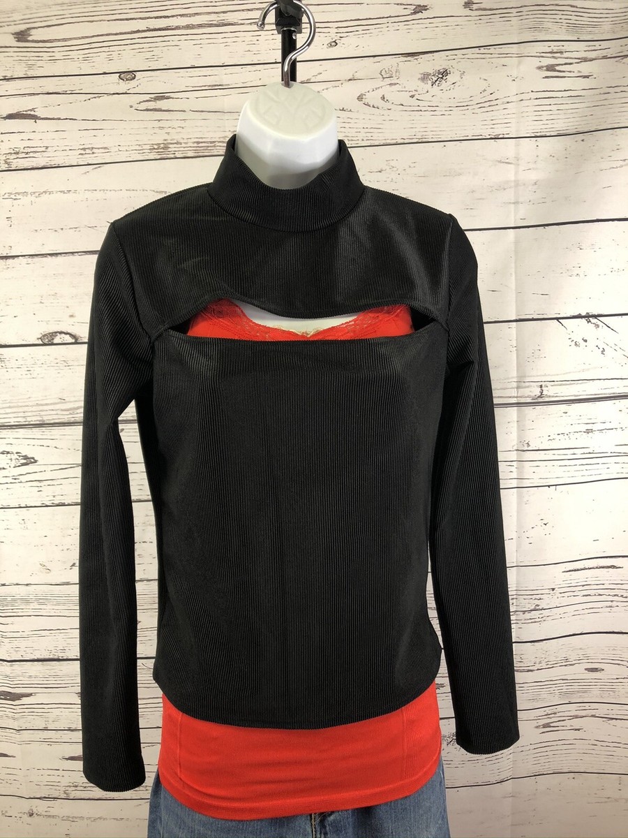 Heart & Hips Large Black Long Sleeve Ribbed Top 123505 | eBay