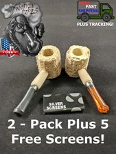 2 Pack: Tobacco Smoking Classic Corn Cob Pipe with 5 Free Screens