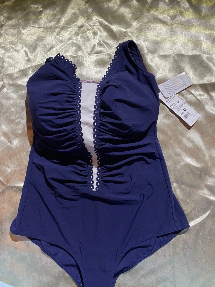 Traje de baño Anita Care AZUL BLANCO de una pieza, copa US 22 C Floridian L8 nuevo con etiquetas Foto 2 de 4