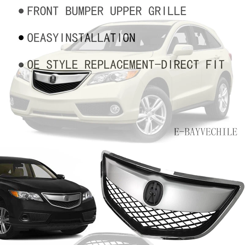Fit 2013 2014 2015 Acura RDX Chrome Front Bumper Grille Mesh Upper Grill 13-15 - Image 3 of 4