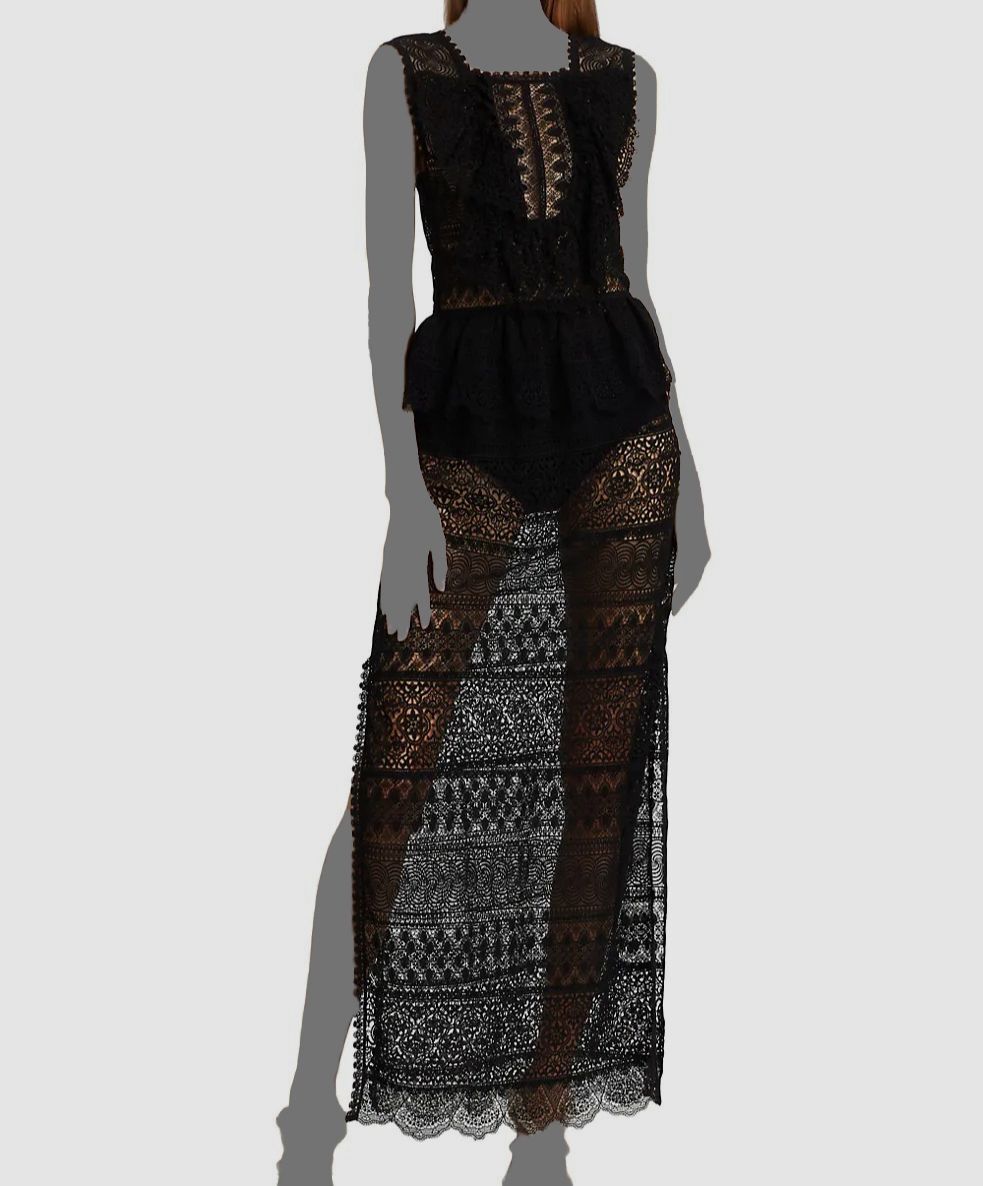 Ulla Johnson Lace Silk-Trim Maxi Dress, 4 / Black Ulla Johnson Lace Silk-Trim Maxi Dress, 4 / Black