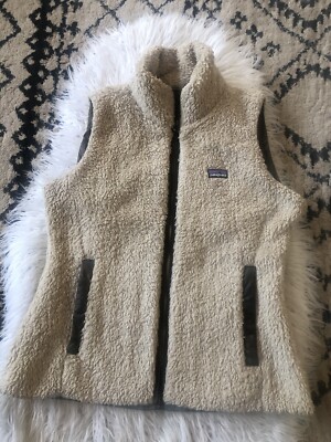 Patagonia Sherpa Vest Womens Small Brown Beige Solid Full Zip
