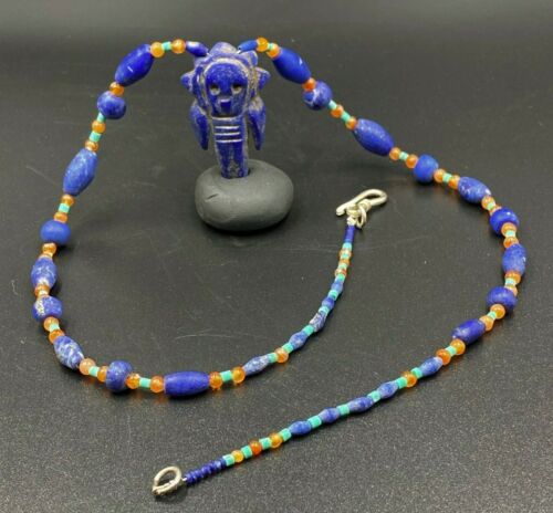 Old Beads Ancient Bactrian Lapis Idol Pendant Along with Lapis Beads Necklace - 第 1/12 張圖片